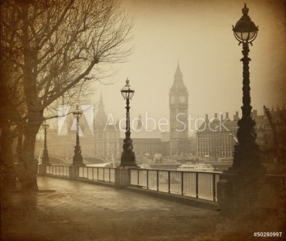 Picture of Vintage Retro Picture of Big Ben Houses of Parliament London